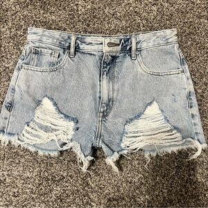 PacSun Blue Jean Shorts Distressed Detail